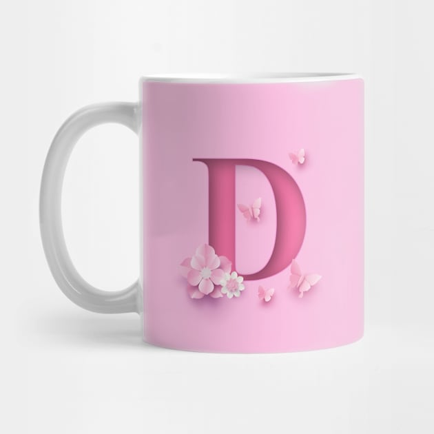 D Letter Personalized, Pink Minimal Cute Design, Birthday Gift, Christmas Gift, by PRINTPOSE